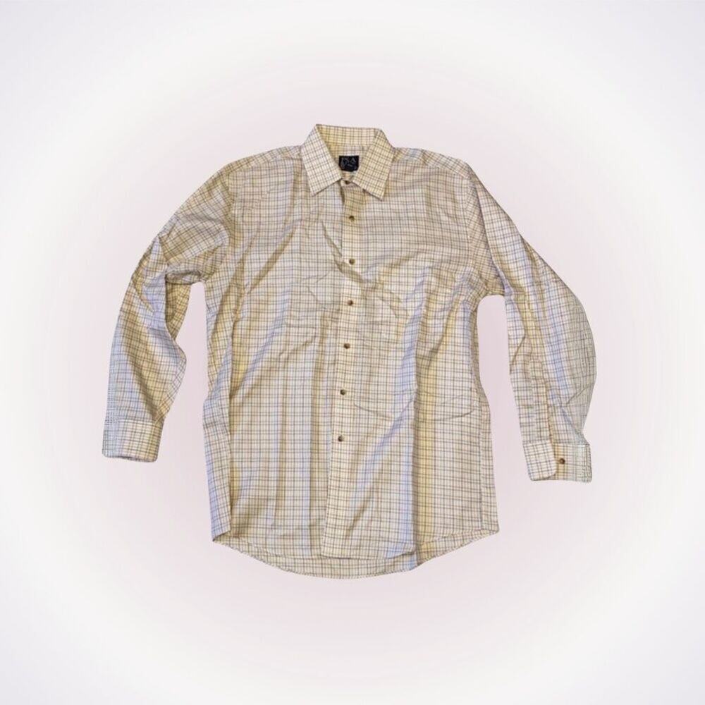 Joseph A. Bank Yellow Plaid Button Down Shirt | Sz M